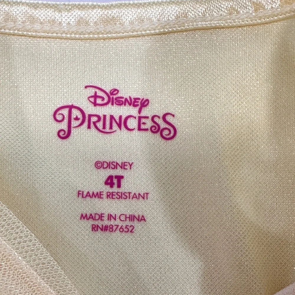 Disney Princess Belle Nightgown Kids 4T Yellow Floral Mesh Overlay Princesscore - Picture 4 of 6
